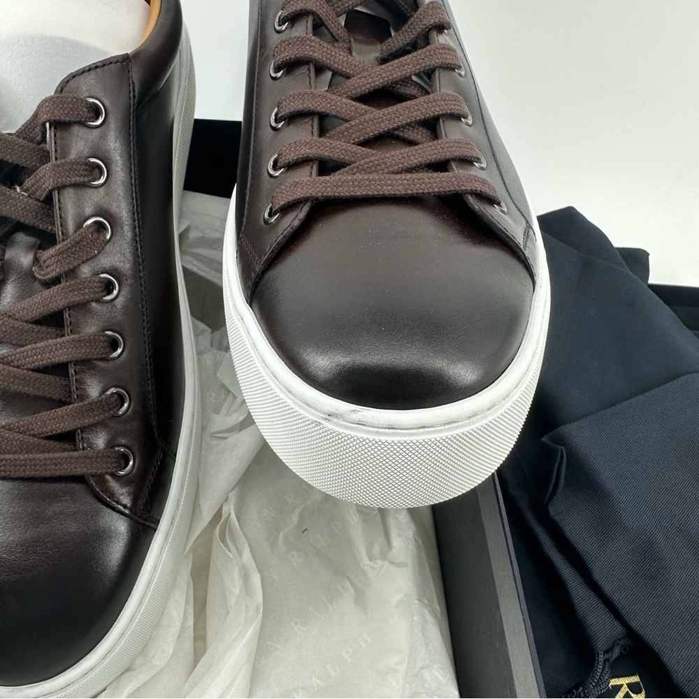 NEW Ralph Lauren Purple Label Severn Burnished Calfskin leather brown men shoes - Picture 6 of 10